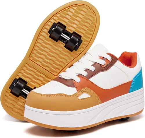 Miniatura 13 de HSQ - Zapatillas de moda con ruedas para patinar, zapatos de patinaje desmontables 2 en 1 con ruedas para niños y niñas
