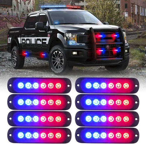 Miniatura 13 de Xprite 10 luces LED estroboscópicas de emergencia, ámbar de 12 luces LED estroboscópicas intermitentes, función de sincronización, luz de parrilla