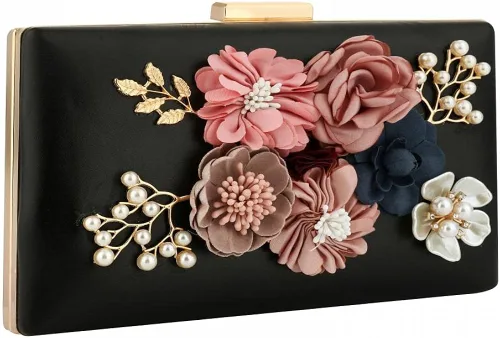 Bolsos y bolsos de cuero sintético para mujer con cuentas florales elegante para banquete boda noche bolso cruzado