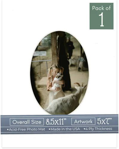 Miniatura 109 de CountryArtHouse Fresh Linen - Marco de fotos ovalado de 8.5 x 11 pulgadas, sin ácidos, con núcleo blanco, corte biselado para fotos de 5 x 7 Lona