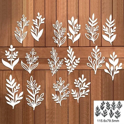 Miniatura 5 de 8 piezas de hojas troqueladas de corte de metal, plantillas de manualidades de bricolaje, 8 unidades, hojas para álbumes de recortes, plantillas