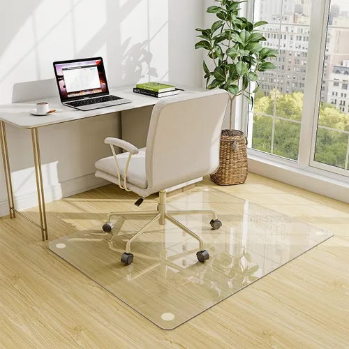 Miniatura 11 de Easly Tapete para silla de 46" x 55" para alfombra - Tapete para silla de oficina - Tapete de piso de vidrio templado para hogar/oficina/alfombra