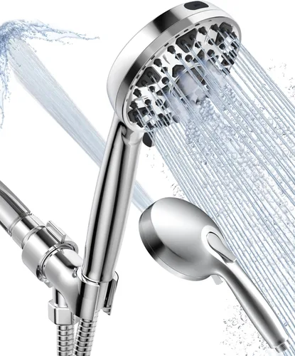 Miniatura 9 de Shower Head With Handheld 7 Settings High Pressure, Built-in Power Wash, 5" High Powerful Hand Held Rain Showerhead with Stainless Steel Hose and