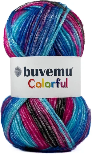 Miniatura 16 de Colorful Self-Striping Multicolor Fuzzy with Subtle Sheen Yarn, 56% Polyester 44% Acrylic, Each 3.53Oz(100gr) / 252yds(230m) (No.1) (Zebra)