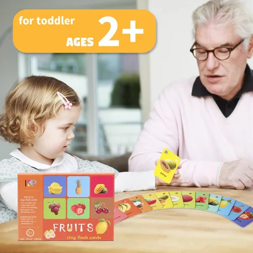 Miniatura 6 de Juego de 262 tarjetas flash para niños, palabras visuales, regalos para niños, animales terrestres, animales del océano, frutas, ABC 6 en 1