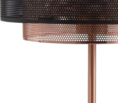 Miniatura 6 de JONATHAN Y Lámpara de mesa de cobre y metal negro de 19.7 pulgadas, moderna lámpara de escritorio industrial de doble malla para dormitorio, sala