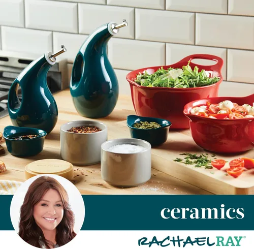 Miniatura 5 de Rachael Ray Ceramics - Juego de cuencos para mezclar con boquilla de vertido, 1 cuarto de galón y 2 cuartos de galón, verde azulado