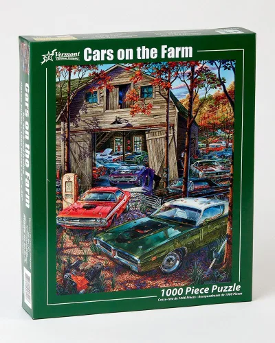 Miniatura 2 de Vermont Christmas Company Cars on The Farm - Rompecabezas de 1000 piezas para adultos, piezas grandes, piezas totalmente entrelazadas