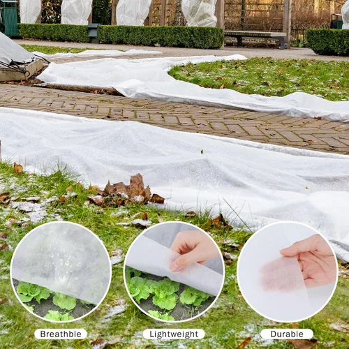 Miniatura 3 de Uiifan 3 fundas para plantas, protección contra la congelación, 10 x 33 pies, manta flotante reutilizable para cama de jardín, manta de tela helada