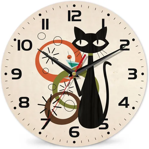 Miniatura 10 de Reloj para sala de estar, reloj de pared de vino abstracto, reloj de pared de madera vintage, silencioso sin tictac, funciona con pilas, números