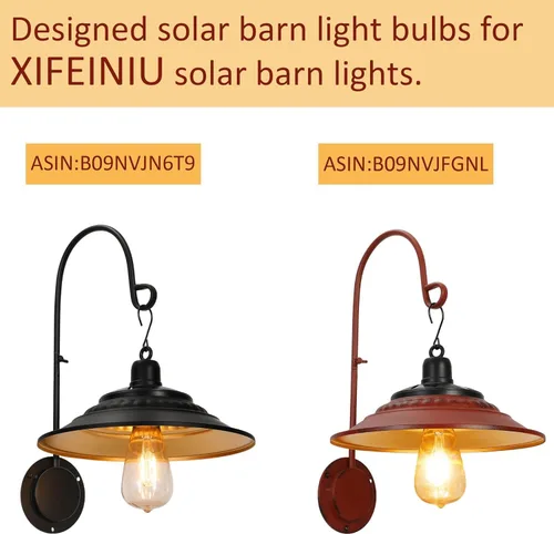 Miniatura 4 de Bombillas solares de granero, 2 piezas de repuesto de luces solares de granero, luz blanca cálida E26 Edison (blanco cálido, 0.2, vatios)