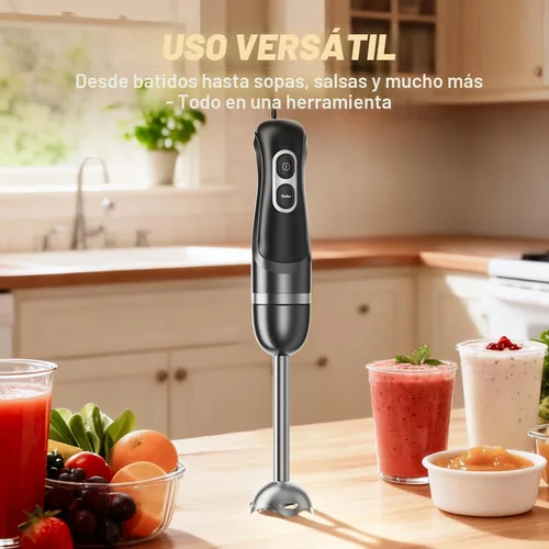 Miniatura 5 de Licuadora de inmersión de mano, licuadoras eléctricas con cable, batidora portátil con 2 velocidades de mezcla y emulsionante de cuchillas de acero