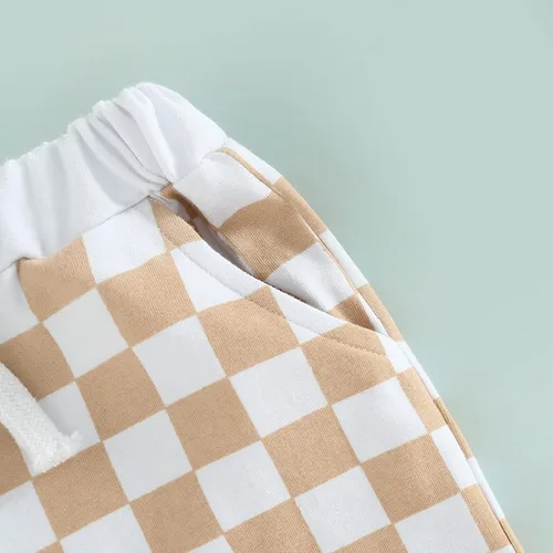 Miniatura 6 de Pantalones cortos de verano para bebé, con estampado a cuadros, de algodón, casuales, cintura elástica, pantalones cortos para correr