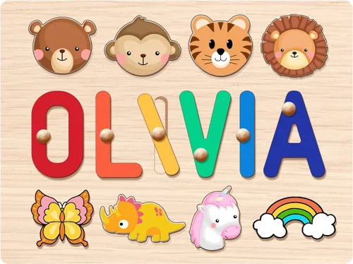 Nombre Puzzle para Niños Personalizado - Regalos para Niña de 1 Año - Juguetes de Regalo de Cumpleaños Personalizados para Bebés para Niñas y Niños