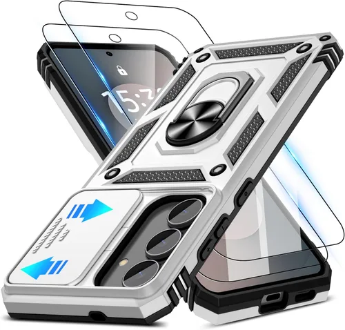 Miniatura 124 de ATUMP Funda para OnePlus Nord N200 5G con protector de pantalla HD con cubierta para cámara deslizante, soporte de anillo de rotación de 360°