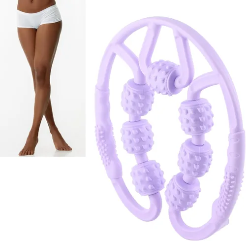 Miniatura 7 de Dioche Rodillo de masaje para celulitis, punto en forma de U, 7 ruedas, rodillo de masaje de mano para tejido profundo, herramienta de masaje