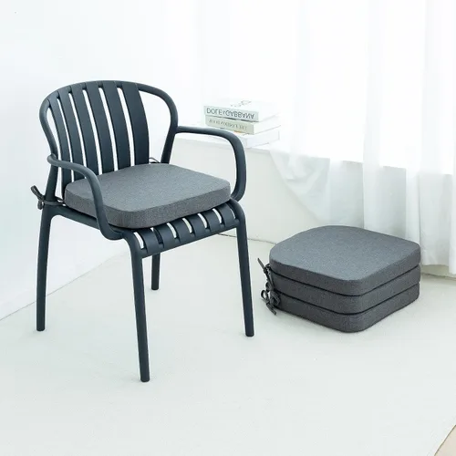 Miniatura 10 de Helios&Hestia Cojines para sillas de comedor de interior con lazos para cocina, cojines de asiento para exteriores con funda extraíble, parte Beige