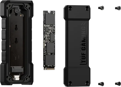 Miniatura 18 de ASUS TUF Gaming A2- Carcasa SSD portátil USB-C 3.2 Gen 2x2, Dual M.2 NVMe PCIe y SATA, resistencia a caídas MIL-STD-810H, resistencia al agua y al