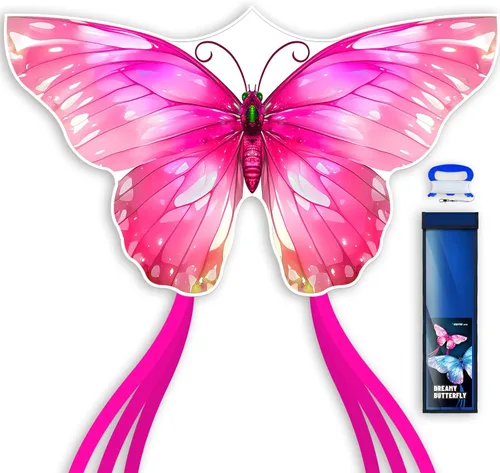 Miniatura 9 de SGftre Cometa de mariposa para niños y niñas, fácil de volar, juguete perfecto para niños y adultos, ideal para diversión en la playa y actividades