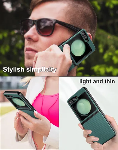 Miniatura 7 de Funda para Samsung Galaxy Z Flip 5 con protección de bisagra, ajuste delgado, ligero, a prueba de golpes, Galaxy Z Flip 5, color verde