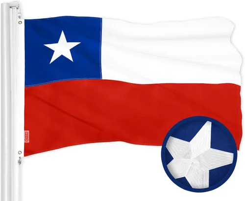 G128 Bandera de Chile | 3 x 5 pies | Serie ToughWeave bordado poliéster 300D | Bandera de país, diseño bordado, interior/exterior, ojales de latón