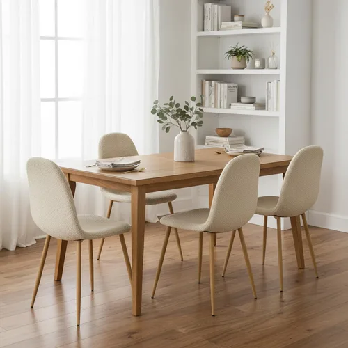 Miniatura 8 de FurnitureR Silla de comedor moderna tapizada de cuero de mediados de siglo, silla de comedor sin brazos con patas de metal negro, ahorro de espacio