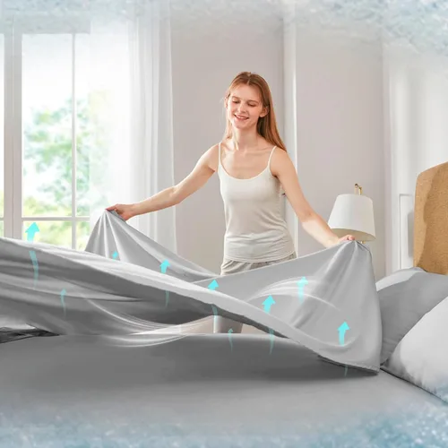 Miniatura 6 de Comfort Spaces - Juego de sábanas King de 4 piezas Coolmax de secado rápido, sábanas de absorción de humedad, juego de sábanas suaves y resistentes