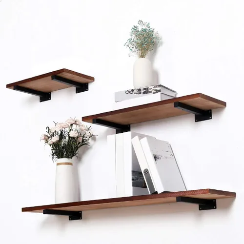 Miniatura 5 de Soporte para estante de tubo cuadrado de hierro en T flotante oculto, para el hogar, cocina, sala de estar, oficina, soportes decorativos