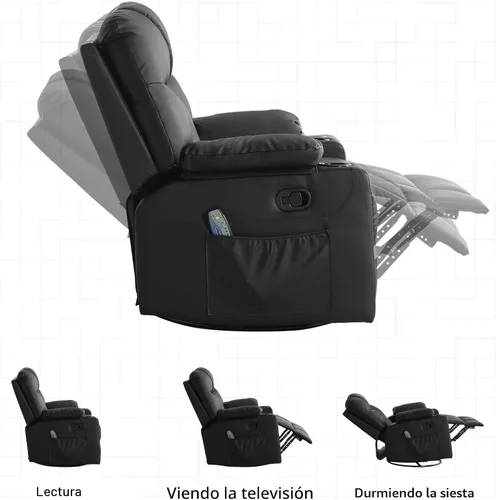 Miniatura 7 de Bonzy Home Sillón reclinable mecedor giratorio de gran tamaño, silla reclinable mecedora de 40 pulgadas con calefacción y masaje, sillón individual