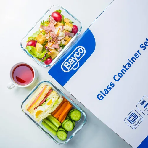 Miniatura 6 de Bayco Paquete de 8 recipientes de vidrio para almacenamiento de alimentos, herméticos con tapas, sin BPA y a prueba de fugas
