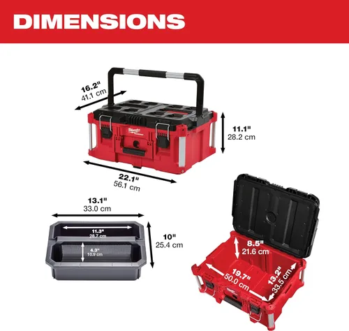 Miniatura 4 de Milwaukee Electric Tool 48-22-8425 Pack Out, Caja de Herramientas Grande, Rojo