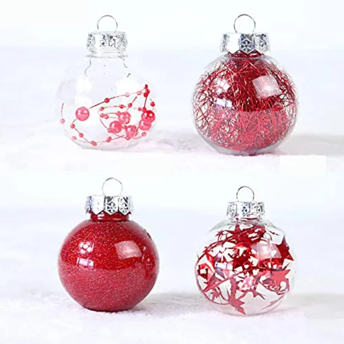 Miniatura 5 de YYCRAFT Adornos de Bolas de Navidad de Plástico Transparente Irrompibles 6CM (2.36 pulgadas) Bolas de Navidad Juego de Esferas con Decoraciones Negro
