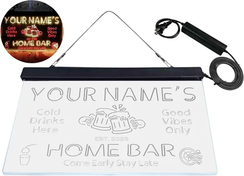 Miniatura 9 de ADVPRO personalizado: tu nombre personalizado para el bar de casa, año de fundación, letrero de neón LED de dos colores rojo y amarillo, 16 x 12