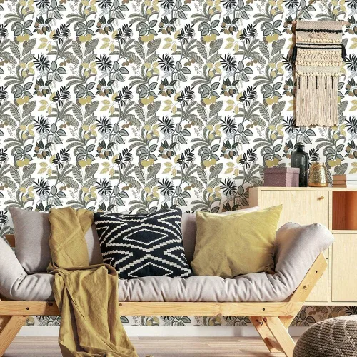 Miniatura 2 de RoomMates RMK11578RL Papel tapiz autoadhesivo Funky Jungle gris y amarillo