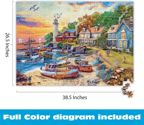 Miniatura 4 de Buffalo Games Dominic Davison American Harbor Town - Rompecabezas de 2000 piezas - 38.5 x 26.5 pulgadas, póster incluido - Piezas de corte