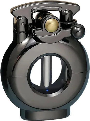 Encendedores de bolsillo antiguo de queroseno, tanque de combustible transparente de llama suave, encendedor de brazo oscilante para colección, Negro