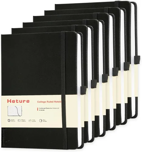 Miniatura 11 de Heture Cuadernos de tapa dura, cuadernos rayados A5 para escribir 160 páginas, 8.2 x 5.5 pulgadas, cuadernos clásicos a rayas para universidad, Negro
