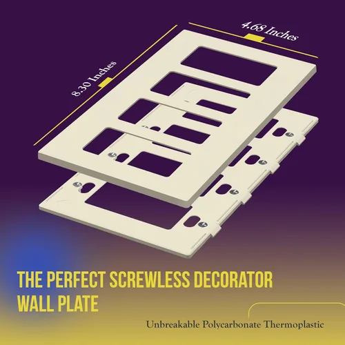 Miniatura 2 de ENERLITES Placas de pared decorativas sin tornillos, cubiertas de salida seguras para niños, tamaño 4 posiciones, 4.68 pulgadas de alto x 8.30