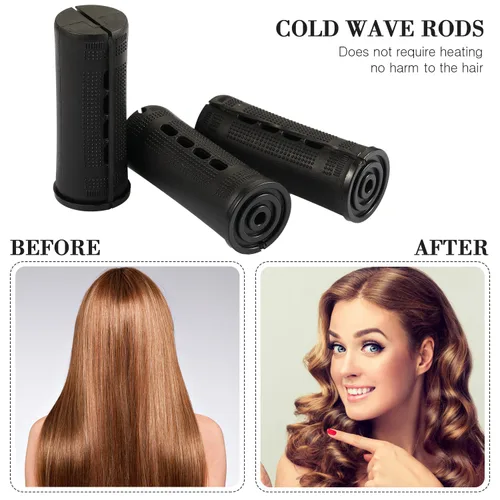 Miniatura 4 de WILLBOND 36 piezas varillas de onda fría para el cabello, varillas para permanente, rizadores con peine de cola de rata de acero para peinar el Negro