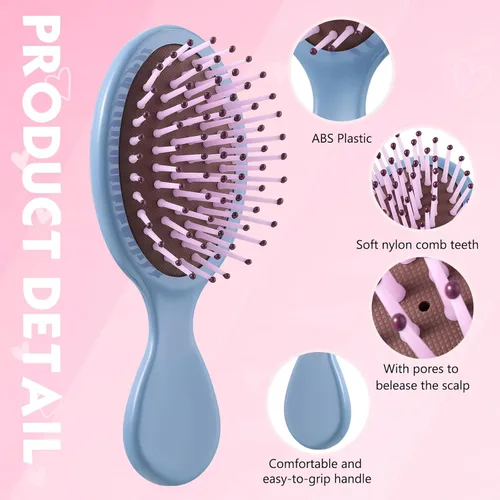 Miniatura 3 de Gerrii Juego de 112 mini peines para cabello húmedo, 56 cepillos desenredantes de viaje de bolsillo pequeño, 56 peines anchos de plástico colorido