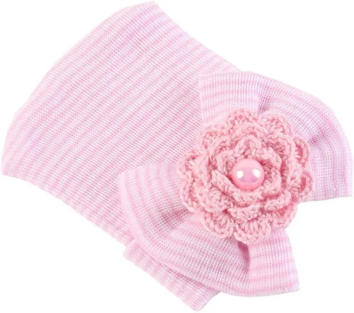 Miniatura 3 de HUIXIANG Gorro para recién nacido de algodón suave para niña, con gorro de lazo grande, bebé