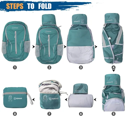 Miniatura 6 de ZOMAKE Mochila plegable ultraligera de 25 litros, mochilas de senderismo plegables resistentes al agua, mochila plegable pequeña para viajes