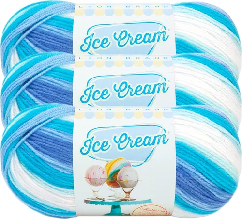 Miniatura 41 de Lion Brand Yarn, Hilo para Bebé Ice Cream para tejer, ganchillo y manualidades, Baseball Nut, 1 paquete, fibra acrílica colorida de peso DK