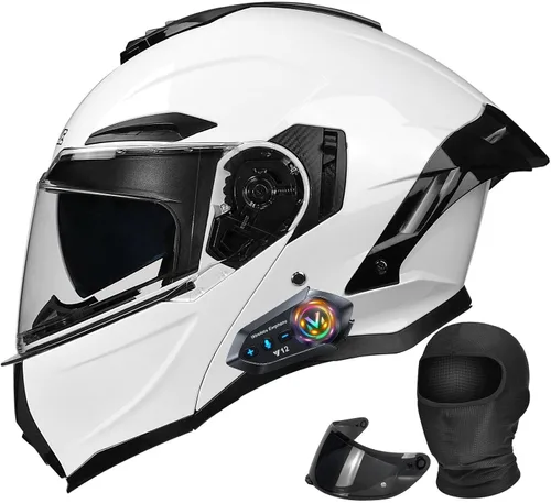 Miniatura 11 de Casco modular de motocicleta Bluetooth con doble visera antivaho multiventilación, diseño de cara completa, certificado ECE 22.06, forro extraíble G