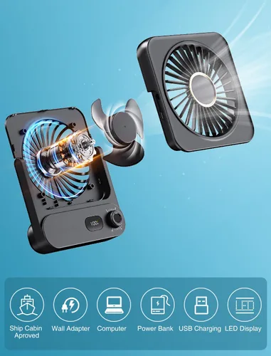 Miniatura 7 de Shintrend Ventilador magnético aprobado por cruceros, ventilador portátil recargable con 100 velocidades, montaje magnético para techo y pared