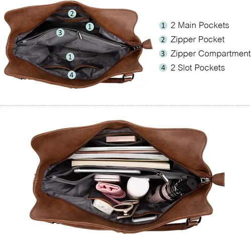Miniatura 3 de Bolso Hobo oculto para mujer, de piel sintética, bolso cruzado de hombro, bolsa grande con funda desmontable
