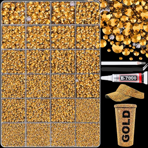 Miniatura 28 de 12000 diamantes de imitación de resina para decorar con brillantes con 3 piezas de pegamento para joyería B7000, 2 cajas de diamantes de imitación
