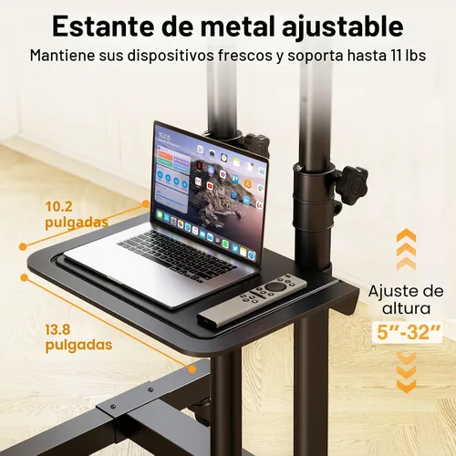 Miniatura 4 de TAVR Furniture - Soporte de TV móvil con ruedas, soporte de TV rodante con montaje en el suelo con ruedas bloqueables, altura ajustable para TV