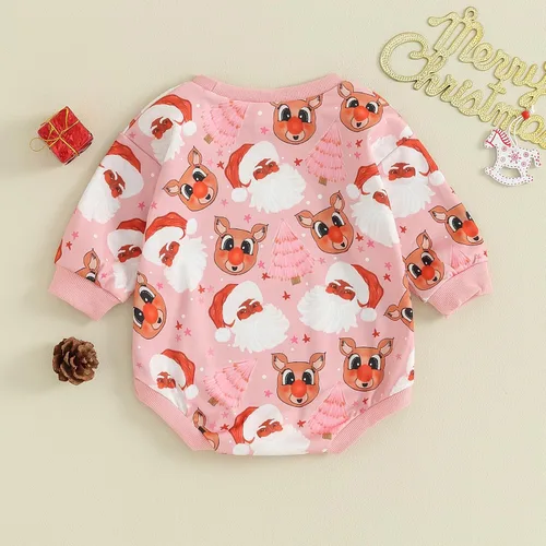 Miniatura 4 de Kayotuas Traje de Navidad para bebé niña, sudadera de gran tamaño, mameluco de Navidad occidental, ropa de bebé