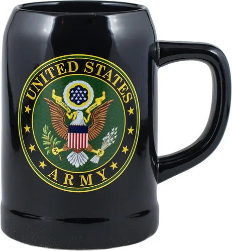 Cornell - Taza de gres negra con logotipo del ejército de los Estados Unidos de 20 onzas